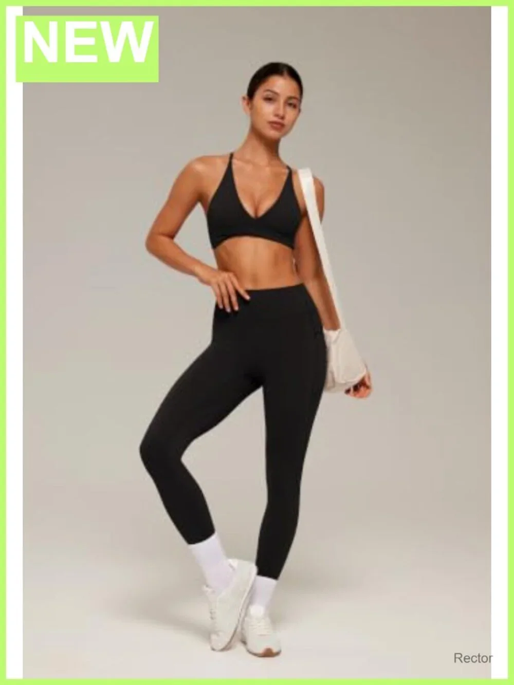 2 Piece Workout Set V Neck Sports Bra Leggings Nylon Elastane Yoga Gym